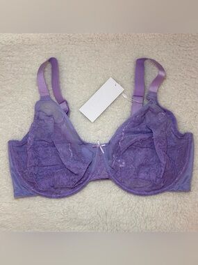HSIA Enchanted Unlined Lace Underwire Bra 40G Purple NWT